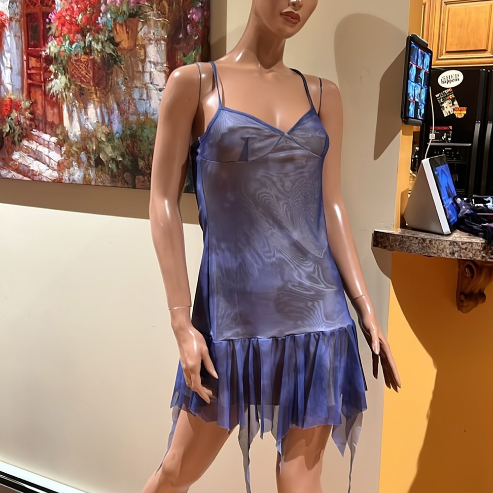 Blue tye dye Spaghetti Strap fairy S Dress nwot